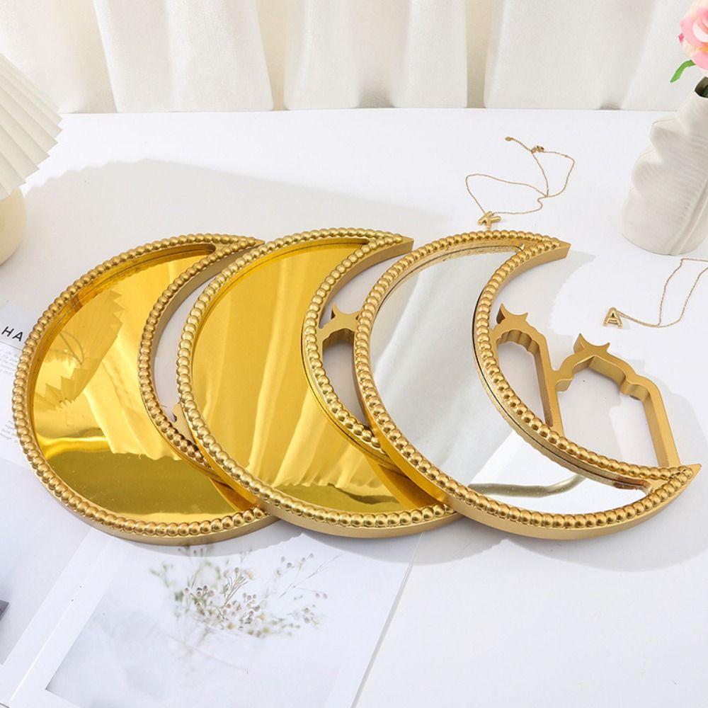 Moon Shaped Moon Food Serving Tray Elegant Eid Candy Dish Ramadan Festival Art Tray  Home Decor