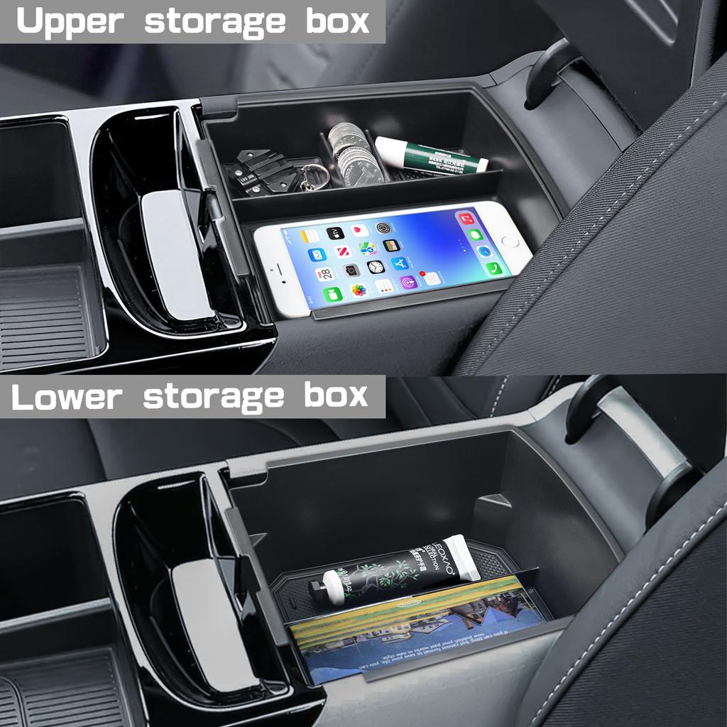 Center Console Organizer Tray Double-Layer For 2025 Hyundai Tucson Limited Armrest Storage Box Interior Car Center Console Box