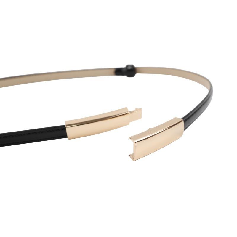 Cinturón de cuero genuino de moda para mujer, cinturón de diseñador con hebilla dorada ajustable, cinturón decorativo para pantalones vaqueros y vestidos.