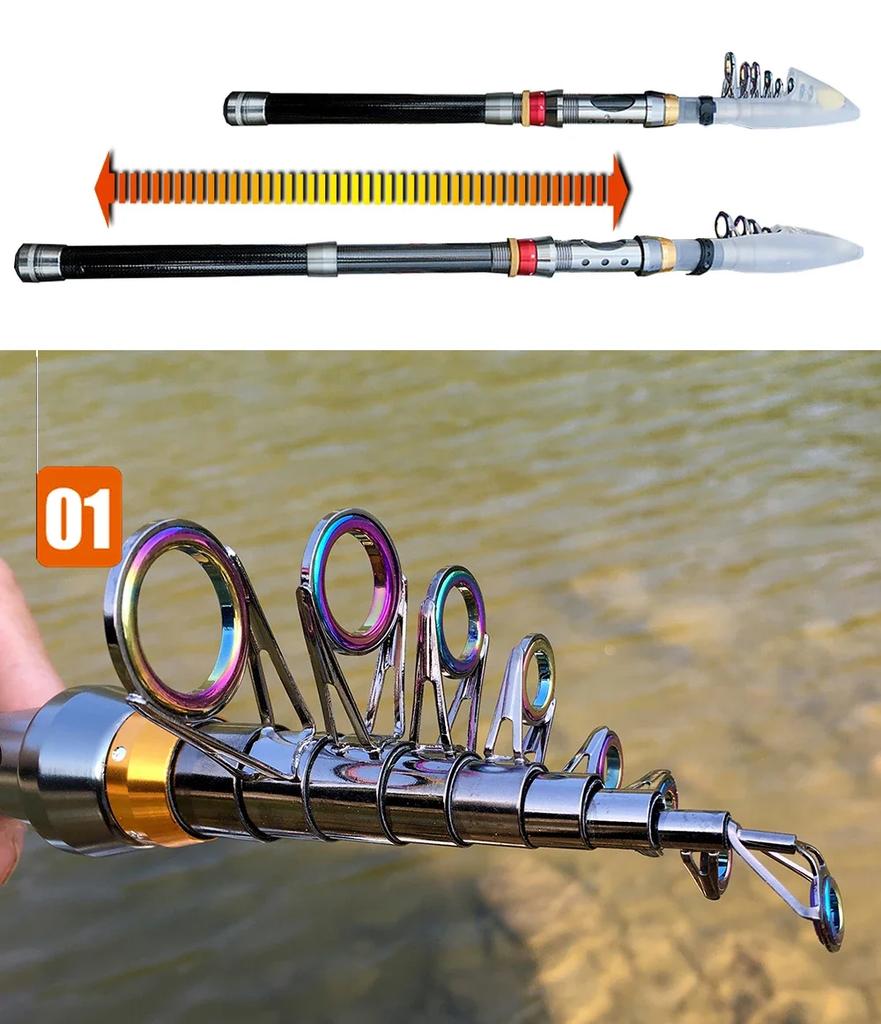 Carbon Fiber Telescopic Fishing Rod and Reel Combo Short Sea Rods Spinning FIshing Pole Superhard 1.8M 2.1M 2.4M 2.7M 3.0M 3.6M