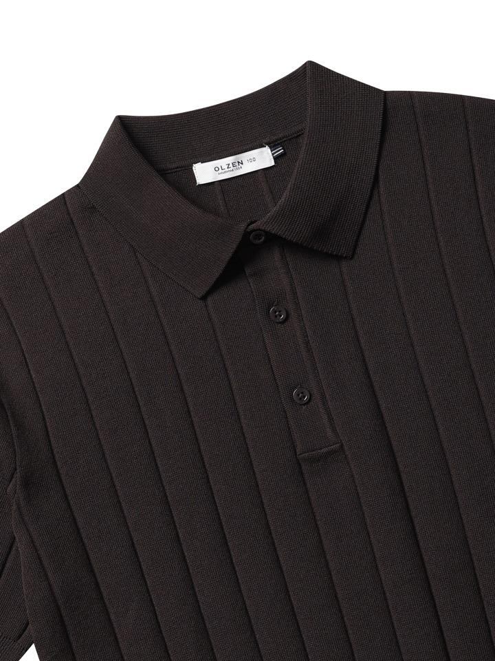 OLZEN Men'S Transitional Ribbed Short Sleeve Polo Shirt_Zof3Et1301Br