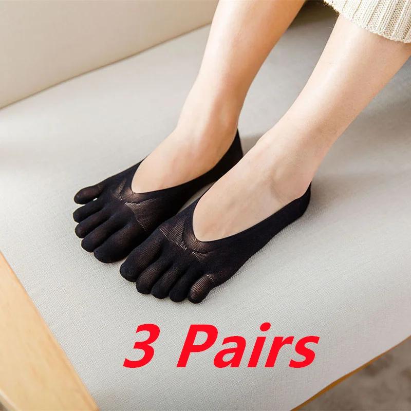 1/3/5 Pairs/Lot Women Summer Five-Finger Socks Ultrathin Funny Toe Invisible Boat Sokken Silicone Breathable Short Low Ankle Sox