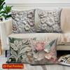 2D Floral 3D-Embossed Pattern Decorative Pillow Covers Pattern Cushion Cover Suitable For Sofa Bedroom Car Pillow Cover