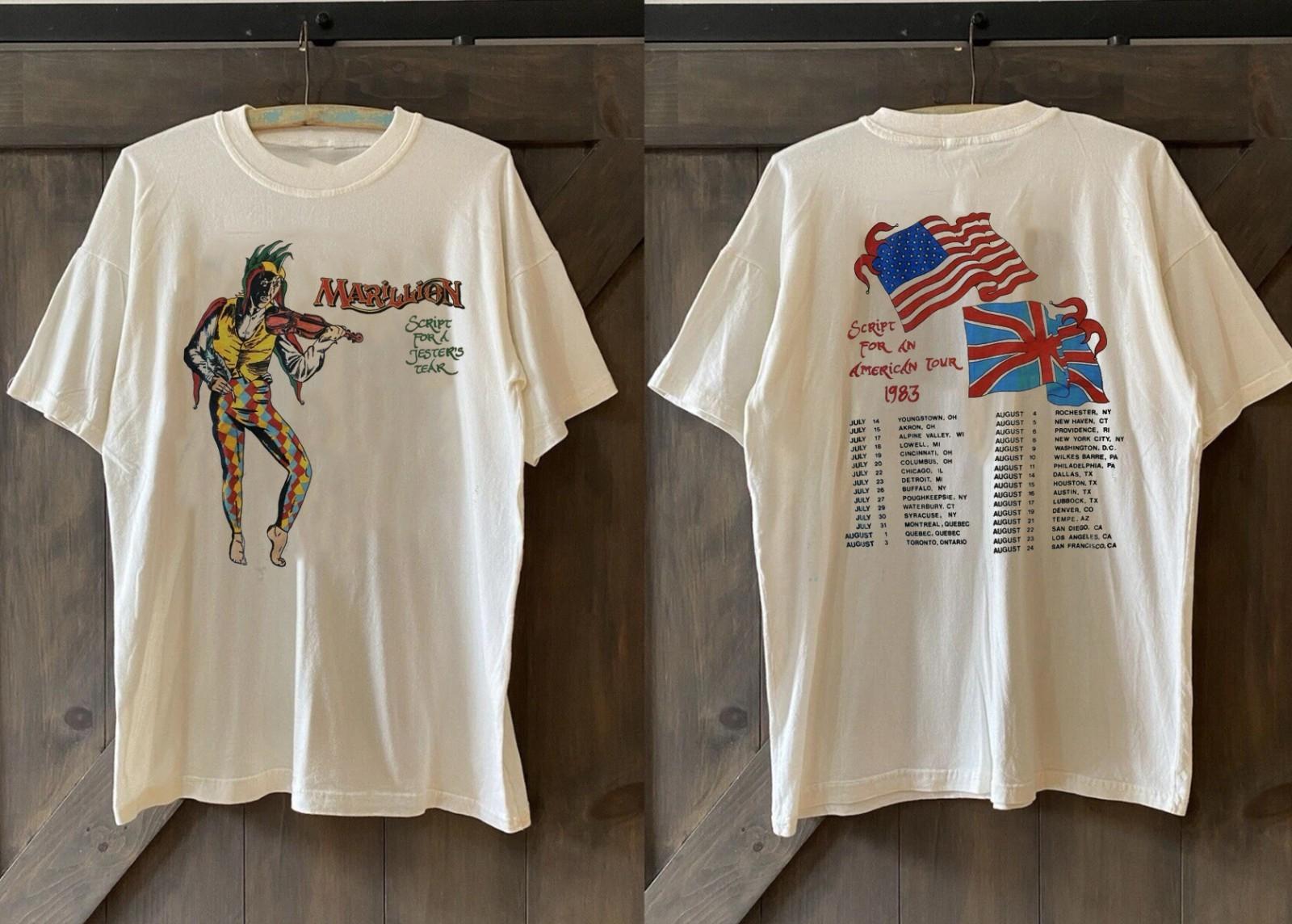 Christmas gift 1983 Marillion Tour Reprinted Short Sleeve Men S-5XL 23D1291 XL