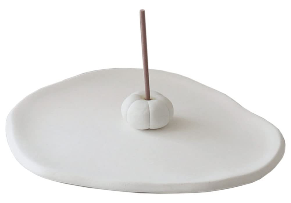 

White ceramic incense holder with saucer and glass incense holder. Stylish, cute, and simple design with a Nordic, Korean, and Japanese aesthetic.
