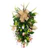 Spring Wreath Artificial Flower Wreath with Bowknot for Front Door Garden Window Outdoor Wedding Decorations