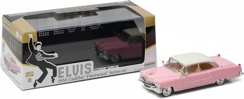 GREENLIGHT Cadillac Elvis Diecast Car Scale CADILLAC FLEETWOOD SERIES 60 1955 1/43 (Pink) [Used]