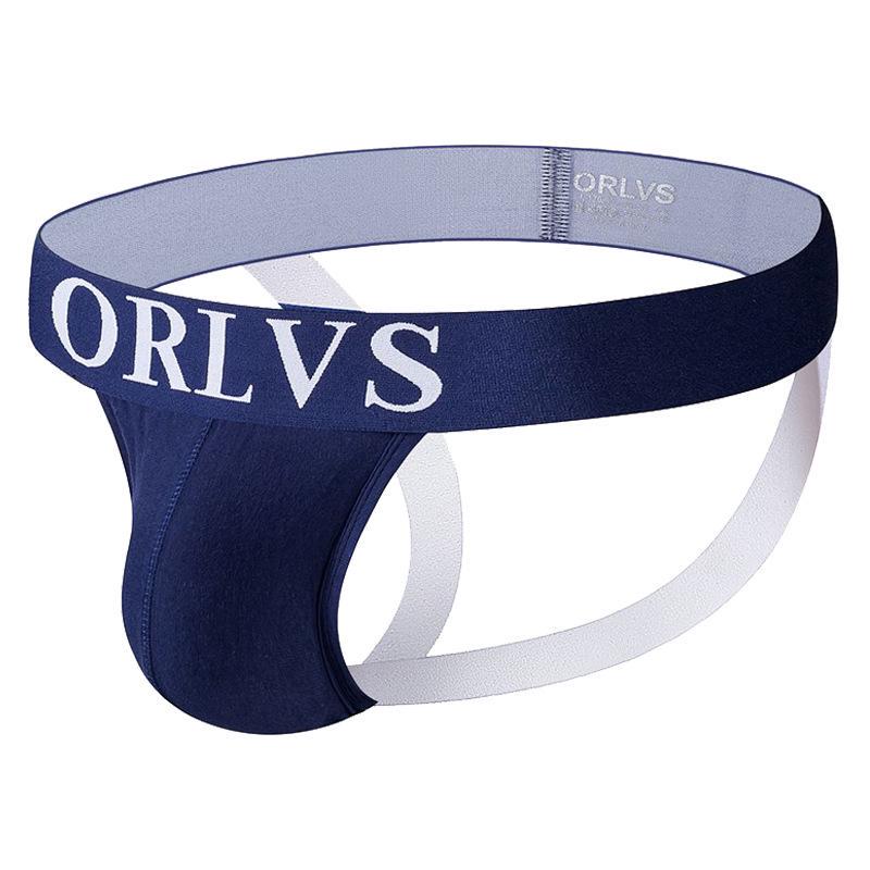 ORLVS Men's Low-Rise Breathable Cotton Thong, Double Thong Design, OR131