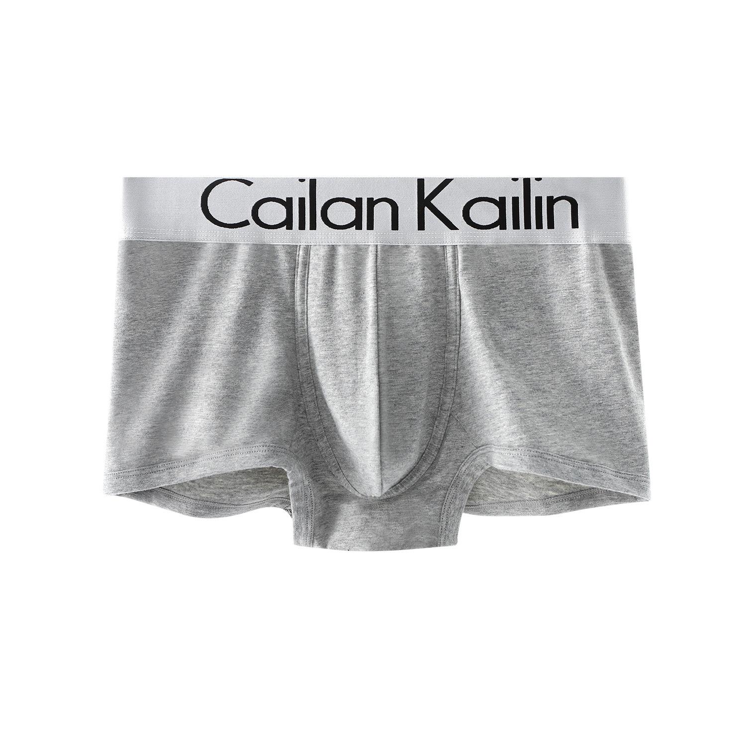 CaiLanKaiLin Men s Cotton Breathable Boxer Briefs - Solid Color Business Shorts Medium серый
