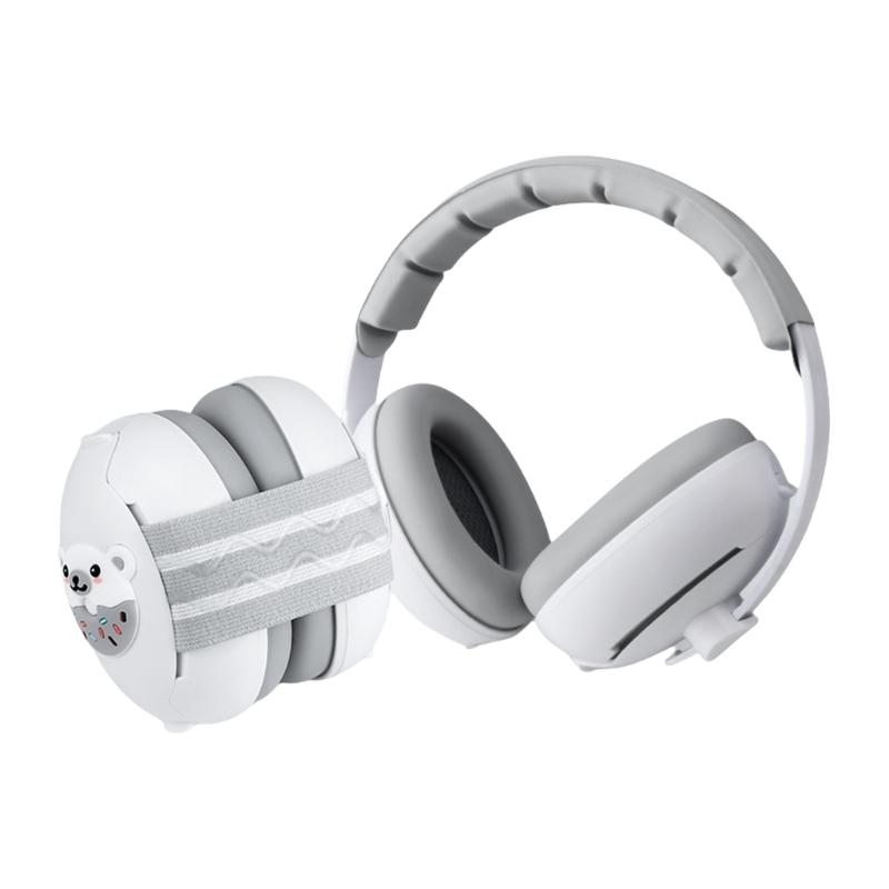 

Детские наушники с шумоподавлением Эластичная повязка на голову Защитные наушники для малыша 0-48 месяцев для сна и путешествий Звуконепроницаемая конструкция белый