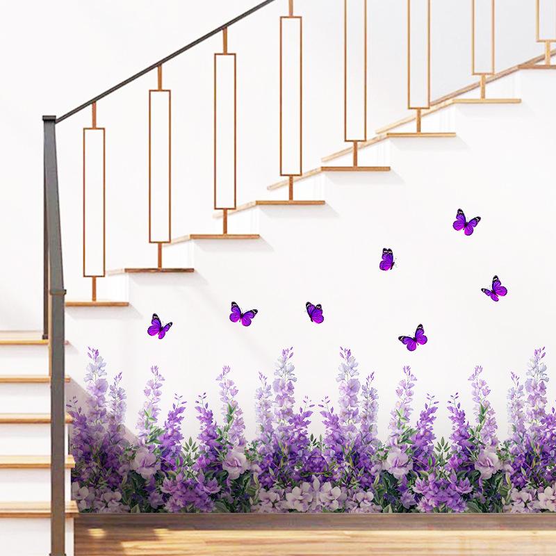 Wall Decals for Living Room Bedroom Minimalist Skirting Board Flowers Roses Plants Creative Waistline Background Wall Art Paintings Home Decor