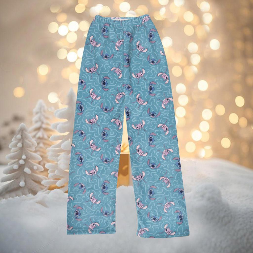 Women's Winter Pants Full Length Long Trousers Christmas Printed Flannel Pants