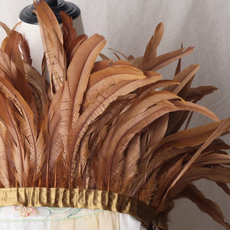 2 M/Piece Rooster Tail Fabric Edge Chicken Feather Fabric Strip Performance Clothing Skirt Fabric Belt Shawl Feather Decoration Clothing Accessories