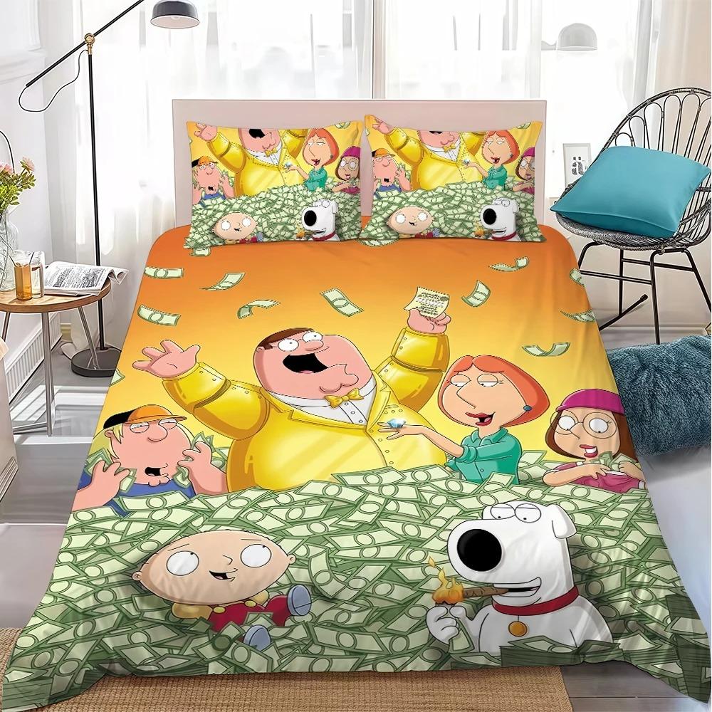 Cartoon F-Family-Guy Funny Bedding Set cartoon Duvet Cover Double Twin Full Queen King Adult Kids Bedclothes Quilt Cover 135x200cm
