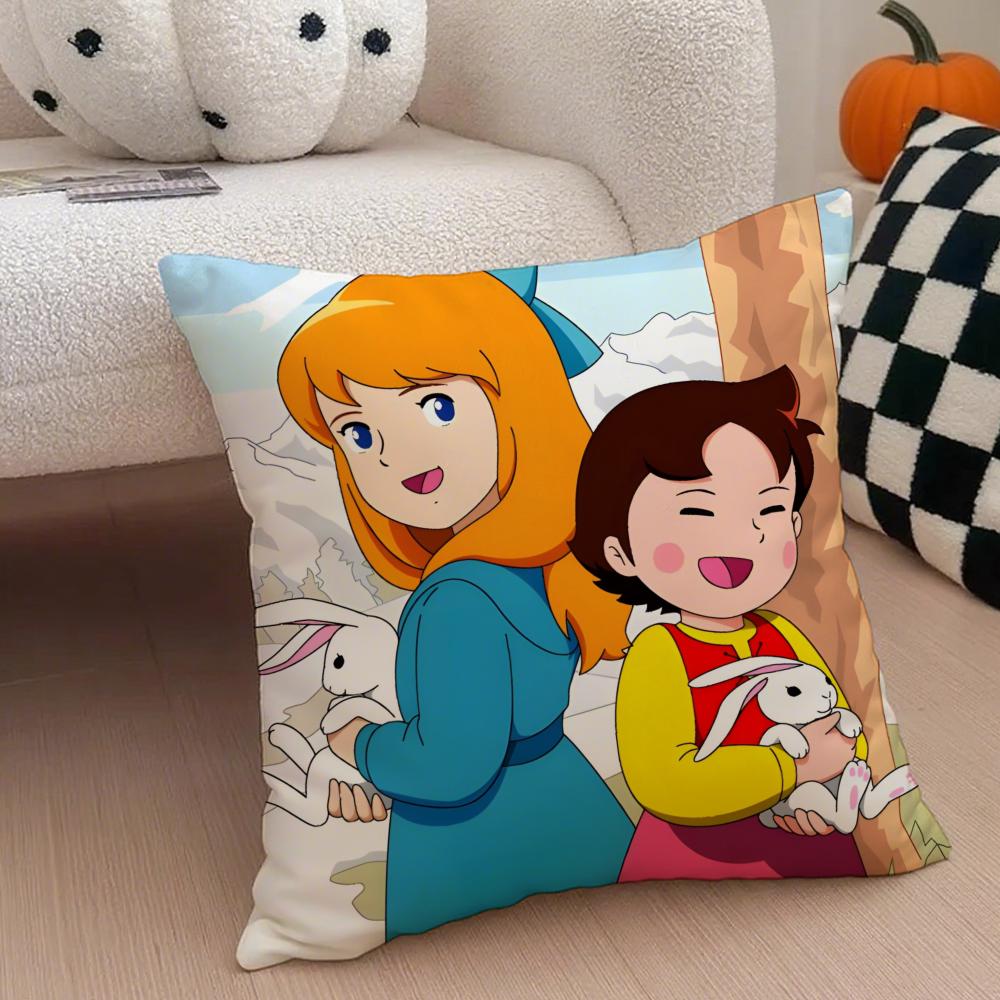 Heidi Peter And Grandpa Alps Goat Mountain Cushion Cover Throw Pillow Cover Hidden Button Durable Polyester Chair Cushion