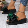 Fashion Wedge Heel With Bow Women's Slippers and Ladies Sandals Top Designs Shoe On Sale Casual 2025 Trend Slides High Quality Shoes