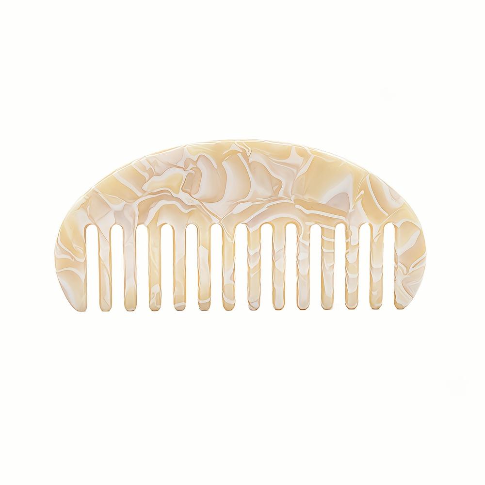 1pc Acetate Half Round Hair Comb, Marble Pattern Anti Static Hairbrush, Portable Fashion Styling Comb for Women, Holiday Gift зелёный