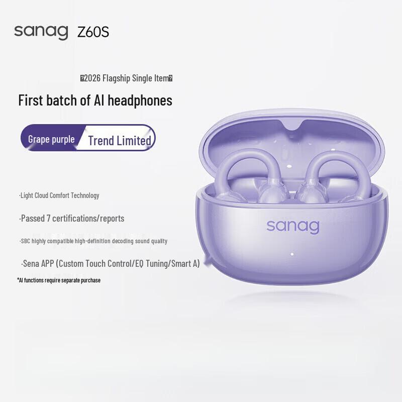 

SANAG Z60S Open-Ear Clip-On Bluetooth Headphones