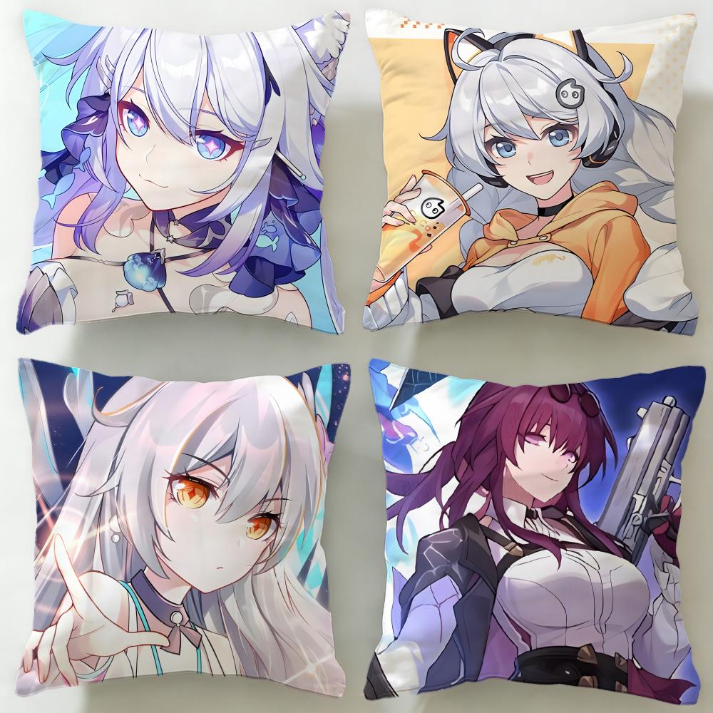 popular game Honkai Star Rail Cushion Cover Soft EasyWash Pillow Case Versatile for Couch Bed Travel and Office