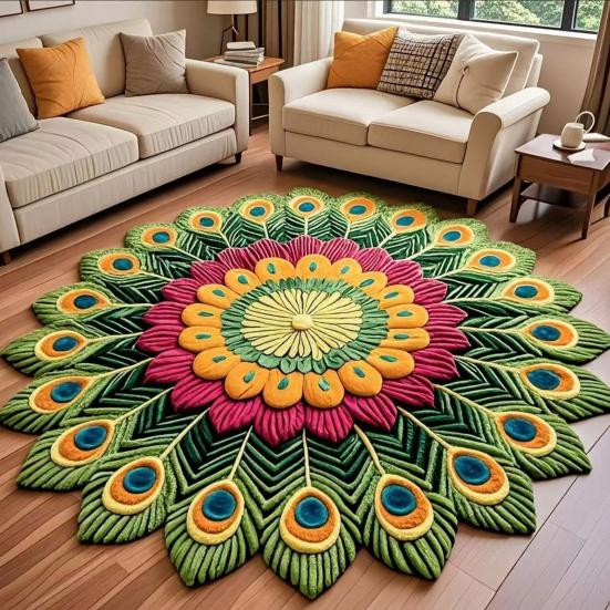 Yousheng Peacock Indoor Door Mat Non Slip Front Door Mat Peacock Animal Feathers Floor Area Rug for Entryway Living Room Bathroom
