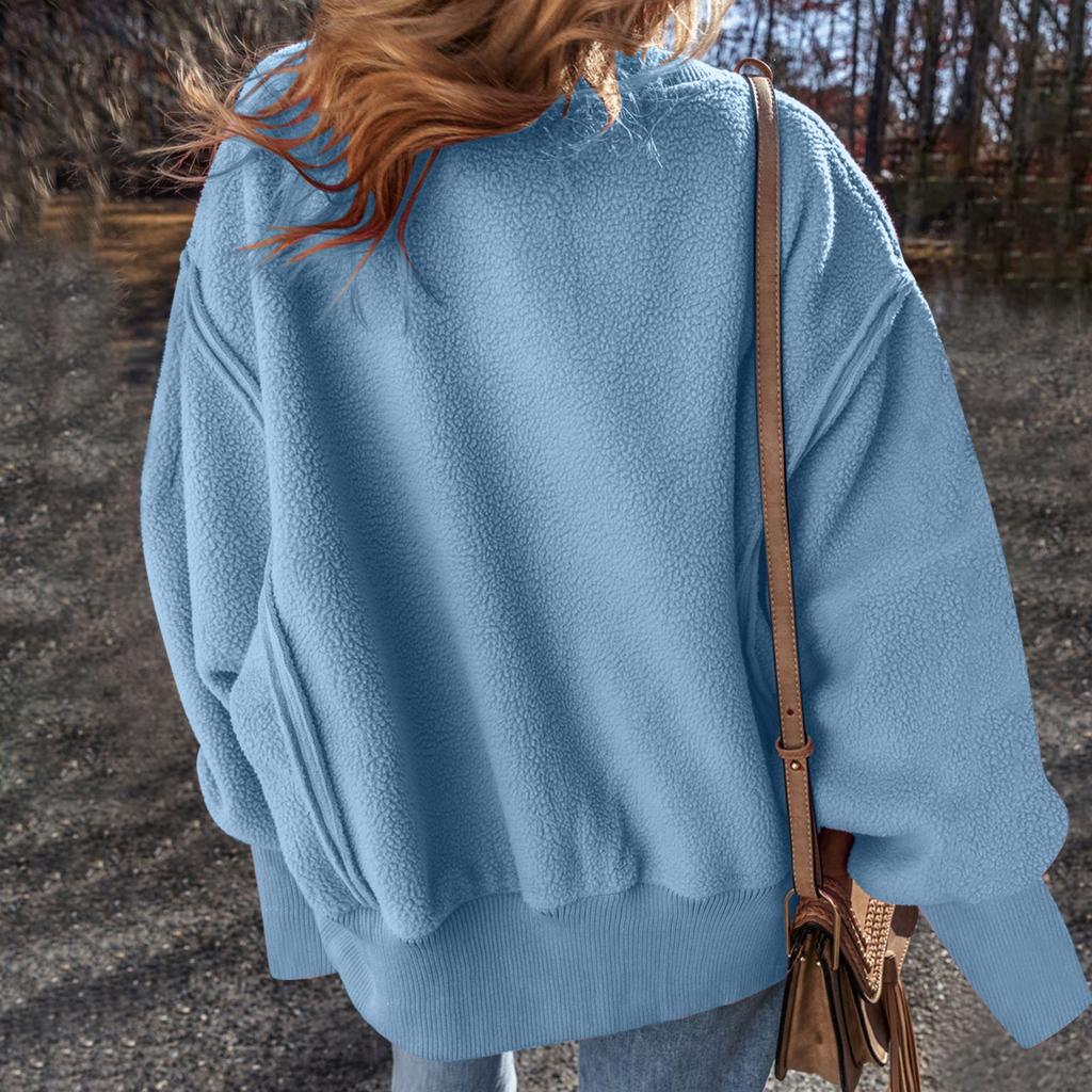 Damen Pullover mit Farbe und Sweatshirt Plüsch Langarm Mode Sweatshirt
