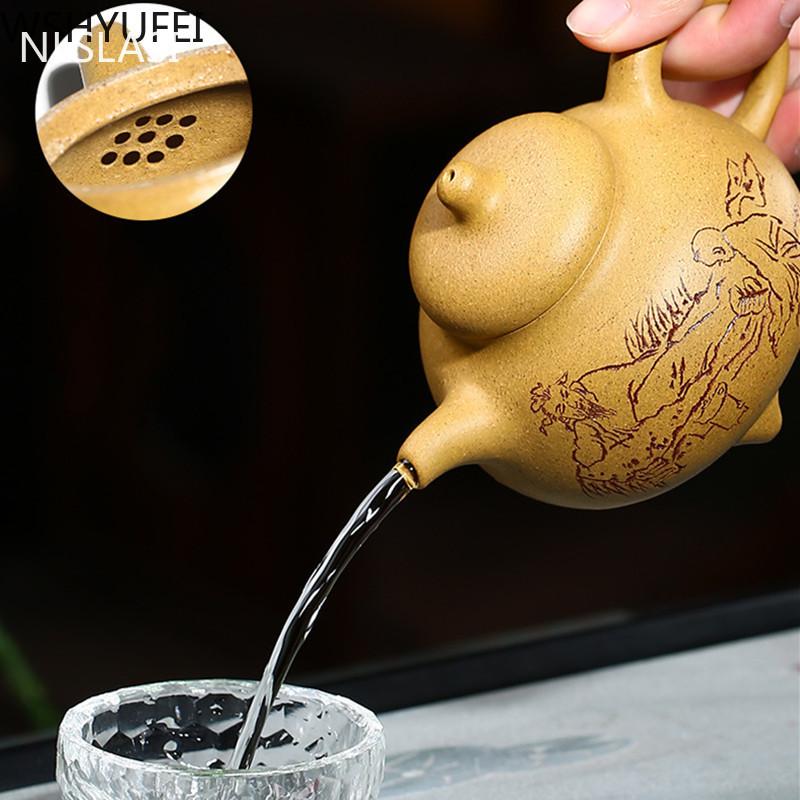 Chinese Yixing Boutique Tea Pot Filter Purple Clay Teapot Raw Ore Handmade Beauty Kettle Tea Ceremony Customized Authentic 210ml