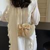 Sommer Kleine Stroh Schulter Umhängetaschen Handgefertigt Strand Handtaschen Schleife Gewebte Tragetasche Runde Umhängetasche Clutch