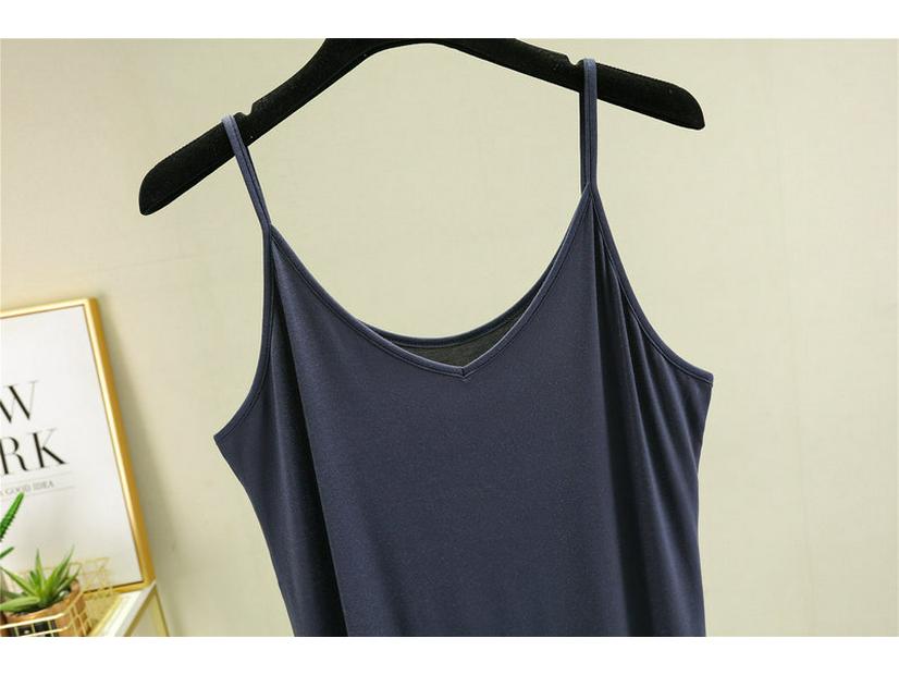Women's Summer Modal Slim Fit Tank Dress with Double Shoulder Straps and Side Slit