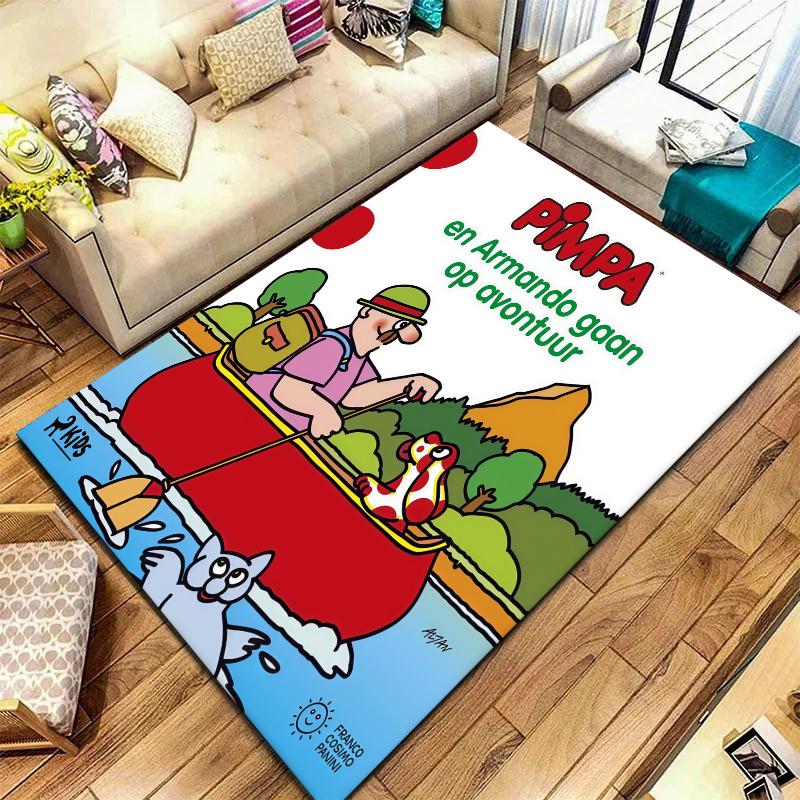 Pimpa Teppich für Wohnzimmer Schlafzimmer Zuhause Sofadekoration, Rutschfeste Bodenmatte für Kinder zum Spielen