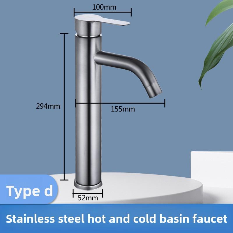 Gray Stainless Steel Faucet Washbasin Household Hot and Cold Water Bathroom Countertop Basin