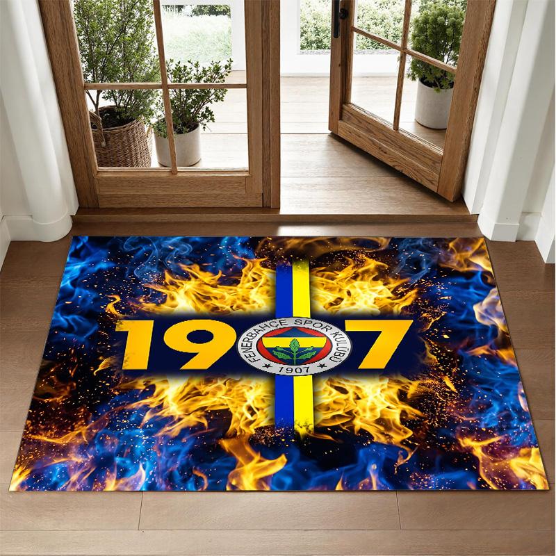 Fenerbahçe FC Design Crystal Velvet Rug Soft Decorative Mat for Bedroom Entrance