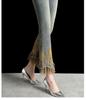 2025 Embroidered Wide Leg Women's High Waist Slimming Micro Flare Jeans - Korean Style, Spring/Autumn