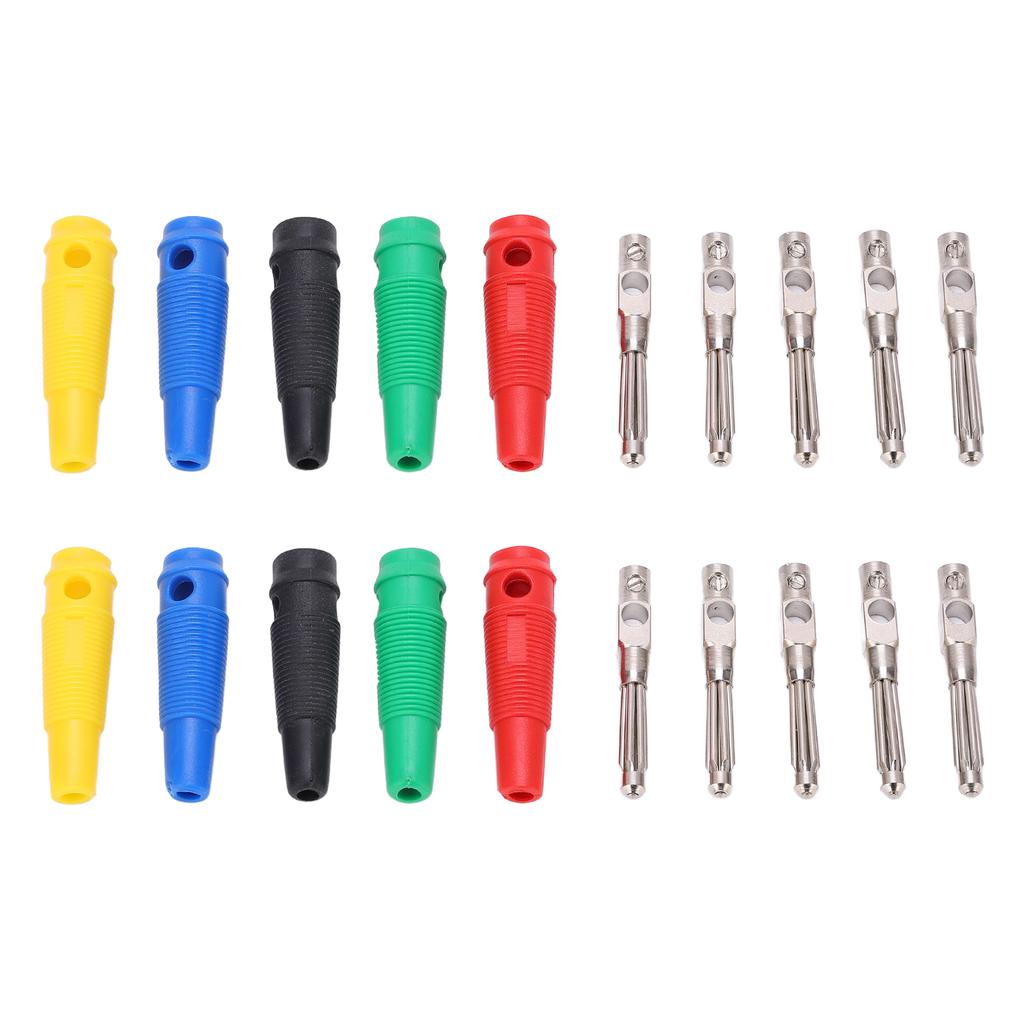 10-pakning 4mm 7-pinners bananplugg 1000V 32A stabelbar bananplugg hannkontakt med myk hylse for lydkabel