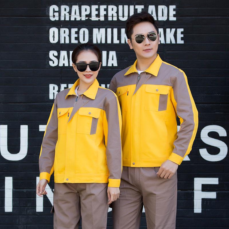 Herren Arbeitskleidungsset: Autoreparatur Schweißanzug - Langarm, Verschleißfest, Verdickter Reiner Baumwoll-Overall mit Stickerei für Frühling/Herbst