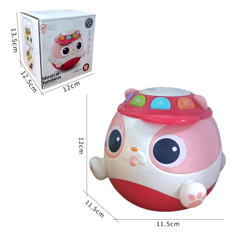 

5 in1 Baby Cartoon Hand Drum Toy Music Drum Toys Musical Dog Tumbler Toy with Light & Music Early Educational Toys for Kids Gifts розовый