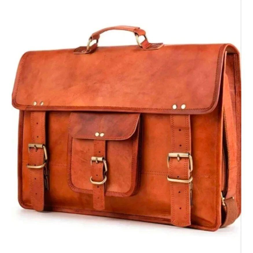Travel New Vintage Bag Leather Laptop Messenger Shoulder Men's