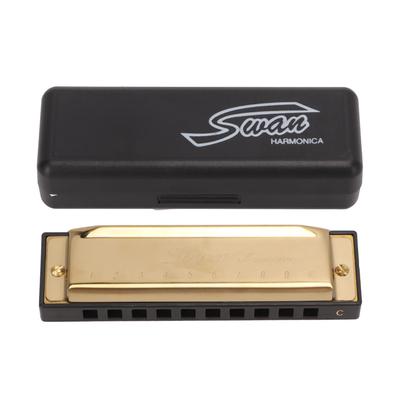 Harmonica Chrome Plated Copper Plate Golden 10 Hole 20 Tone C Key Mouth Organ Instrument for