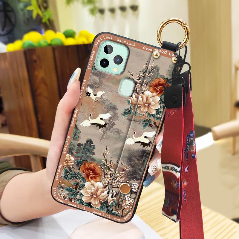 Fashion Ring Phone Case For Oukitel C22 Elderly lady Protective Lanyard Anti-dust Shockproof Waterproof Chinese style