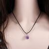 Leather Rope Amethyst Geometry Clavicle Chain Female Necklace Korean Style Jewelry Crystal Necklace