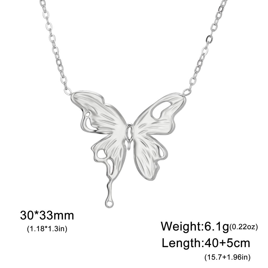 Teamer Delicate Sweet Butterfly Pendant Necklace for Women Girls Stainless Steel Fashion Choker Jewelry Valentine's Day Gift