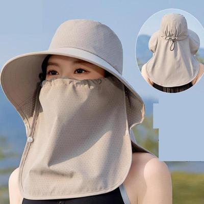 Summer Hats For Women Sun Hat With Mask Shawl Breathable Multifunctional Sunscreen Outdoor Sun Protection Sunhat Beach Cap New