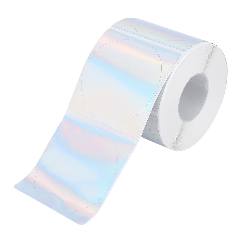 1 Rolle 400 Stück Holografische Etiketten 2 Zoll Runde Druckeraufkleber Selbstklebend Direkt Thermopapier zum Basteln