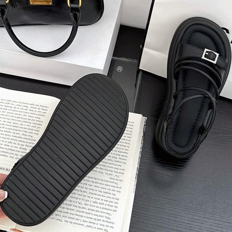 Fashion Fashion Crystal Belt Buckle Women Sandals Open Toe Thick Bottom Beach Roman Sandals Casual Comfortable Women Platform Sandals