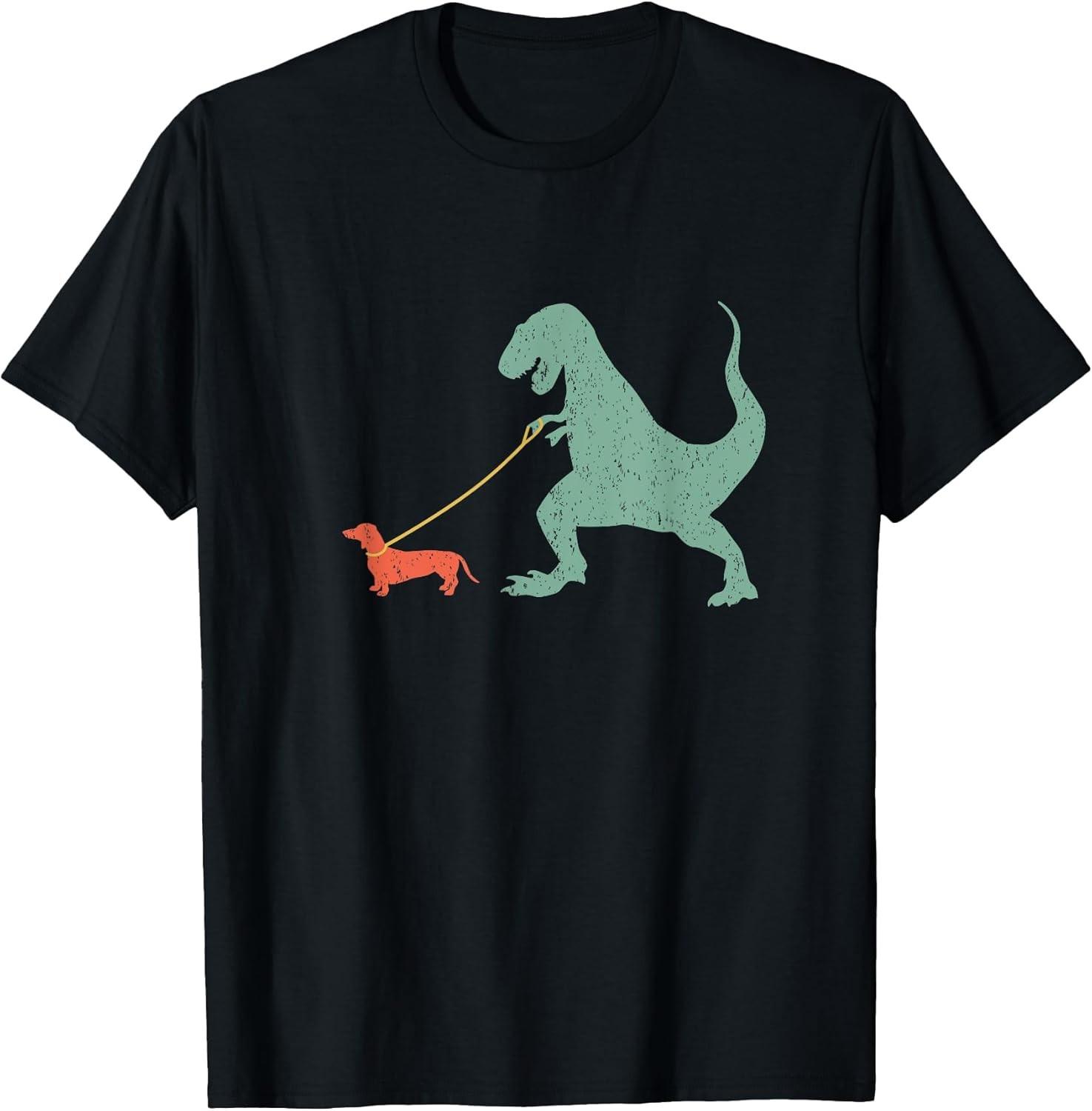 Cute Dachshund Dinosaur Funny Wiener Dog Tee - Made In Usa Tee - Made In Usa XL