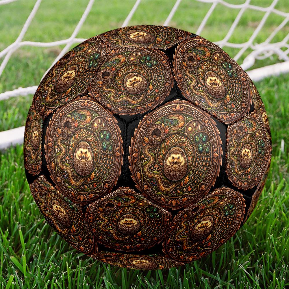 Forest Hedgehog Mandala Round Football Size 5 Adult Ball Suitable for Training Matches and Outdoor Team.