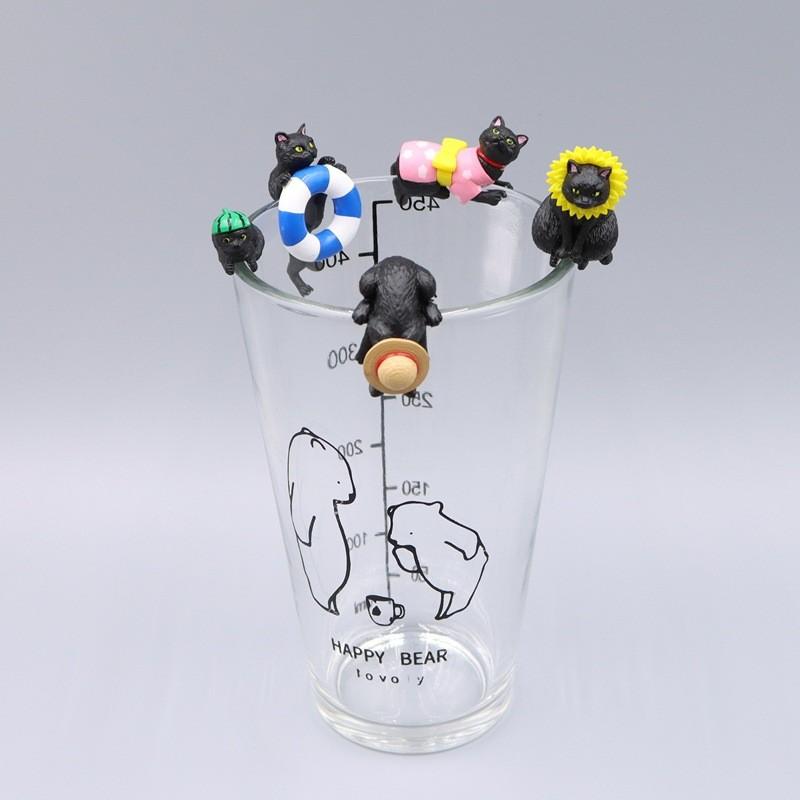 Black Action Cat Figure Cartoon Model Toy Decoration Doll Children Ornament Gift