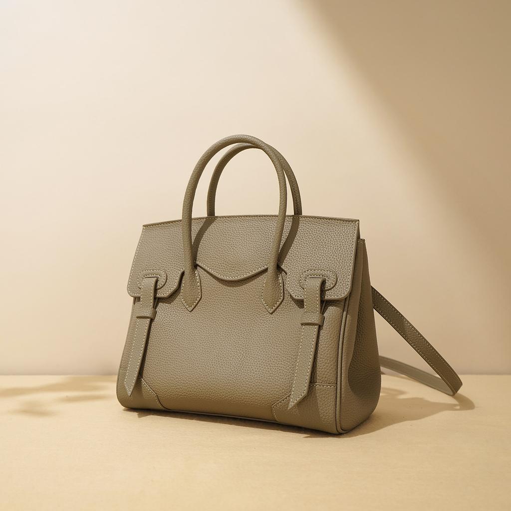 New Large Lychee Pattern Leather Cowhide Handbag Large Capacity Women's Handbag