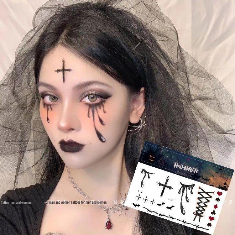 Halloween Kids' Waterproof Cartoon Tattoo Stickers - Cute Pumpkin, Ghost, and Skull Designs for Face Makeup
