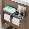 Aluminum Alloy Paper Holder Wall-Mounted Toilet Roll Paper Holder No Drilling Bathroom Kitchen Paper Holder