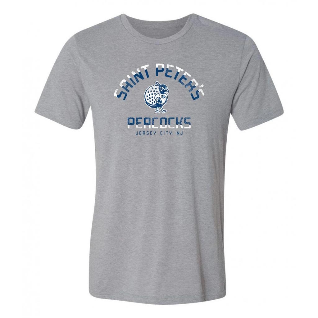 St Peter's University Peacock Division Arch Triblend T-Shirt - Athletic Grey
